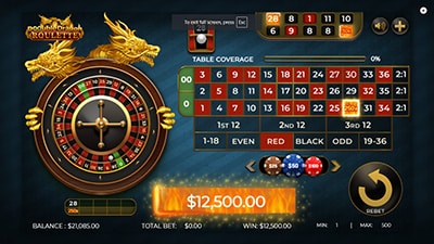 Screenshot of double dragon free roulette game showing table and wheel