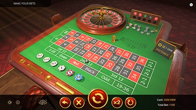 Screenshot of online American Roulette 3D table