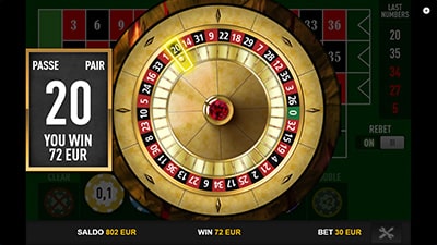 Image of online French roulette game with wheel and ball