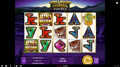 Screenshot of Aztecs millions progressive jackpot online slot