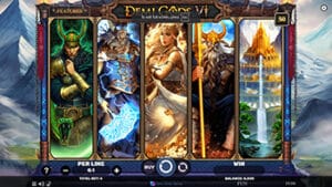 Screenshot of a fantasy themed slot game