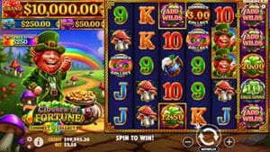 Screenshot of an Irish themed online slot game