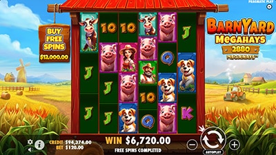 Screenshot of a megaways online slot