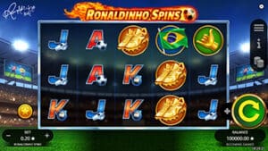 Screenshot of sports themed slot game Ronaldinho Spins